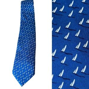 Vineyard Vines Silk Tie America's Cup Blue Sail Boats